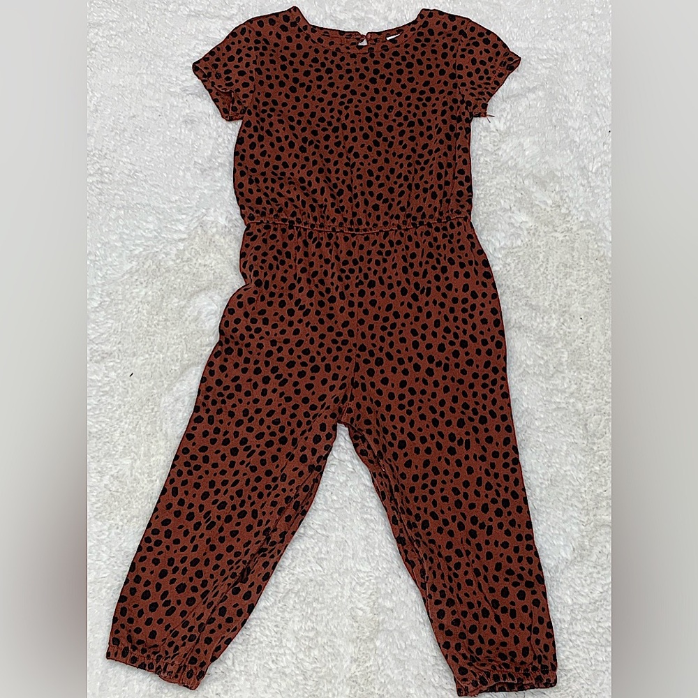 TODDLERS COCO BROWN CHEETAH PRINT ROMPER